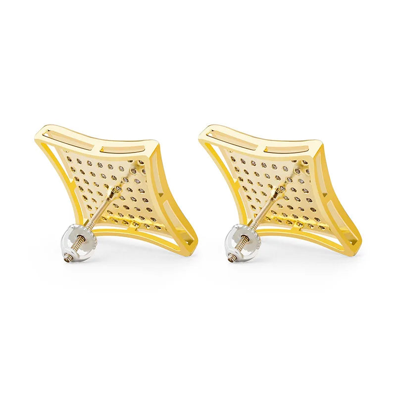Hip Hop Zircon Earrings, 14k Plated, Men & Women