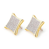 Hip Hop Zircon Earrings, 14k Plated, Men & Women