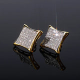 Hip Hop Zircon Earrings, 14k Plated, Men & Women