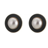 Retro Round Stud Earrings Pearl Jewelry