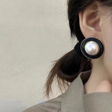 Retro Round Stud Earrings Pearl Jewelry