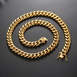 Men's Personality Round Buckle Neck Chain Hip Hop Big Cuban Chain