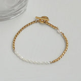 Natural Pearl OT Buckle Bracelet Retro Heavy Industry Female Jewelry