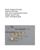 925 Sterling Silver Earrings Micro Inlaid Zircon Moon Star Wild Female Models