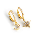 925 Sterling Silver Earrings Micro Inlaid Zircon Moon Star Wild Female Models