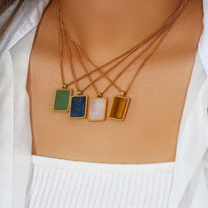 Gold-plated Lapis Lazuli Stone Necklace