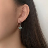 Summer Coconut Tree Tassel Earrings S925 Sterling Silver Colorful Diamond Stud