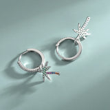 Summer Coconut Tree Tassel Earrings S925 Sterling Silver Colorful Diamond Stud