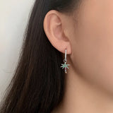 Summer Coconut Tree Tassel Earrings S925 Sterling Silver Colorful Diamond Stud
