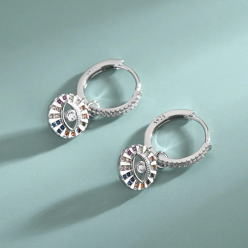 S925 Sterling Silver Devil's Eye Diamond Earrings