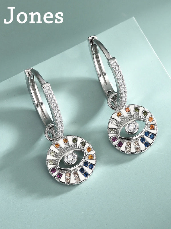 S925 Sterling Silver Devil's Eye Diamond Earrings