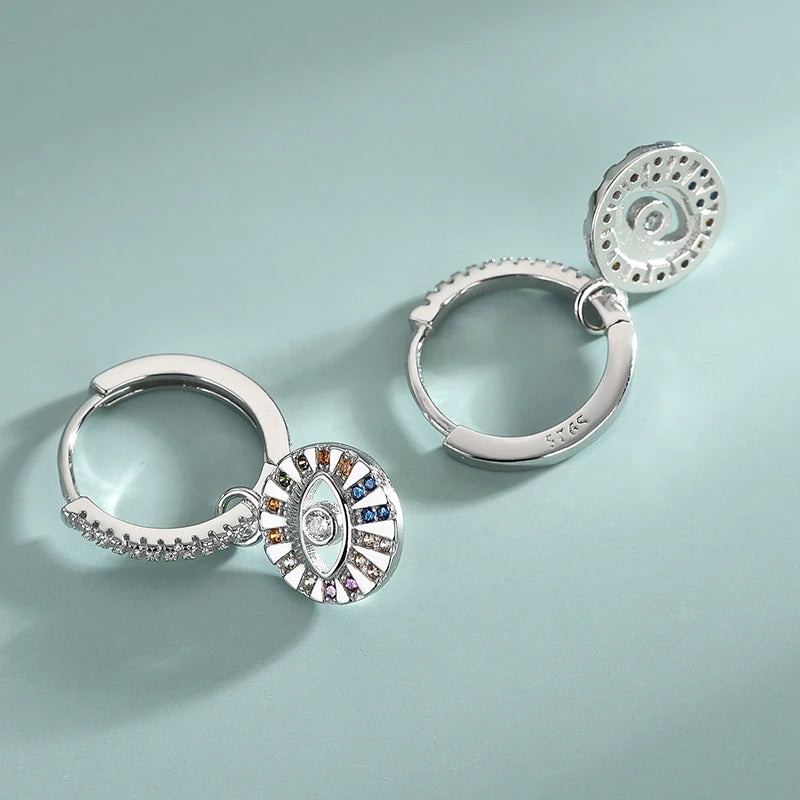 S925 Sterling Silver Devil's Eye Diamond Earrings
