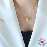 18k Block Letter Pendant Necklace Titanium Steel Plated