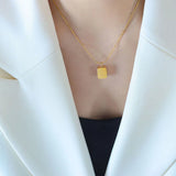 18k Block Letter Pendant Necklace Titanium Steel Plated