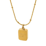 18k Block Letter Pendant Necklace Titanium Steel Plated