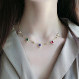 Rainbow Zircon Gemstone Necklace for Women