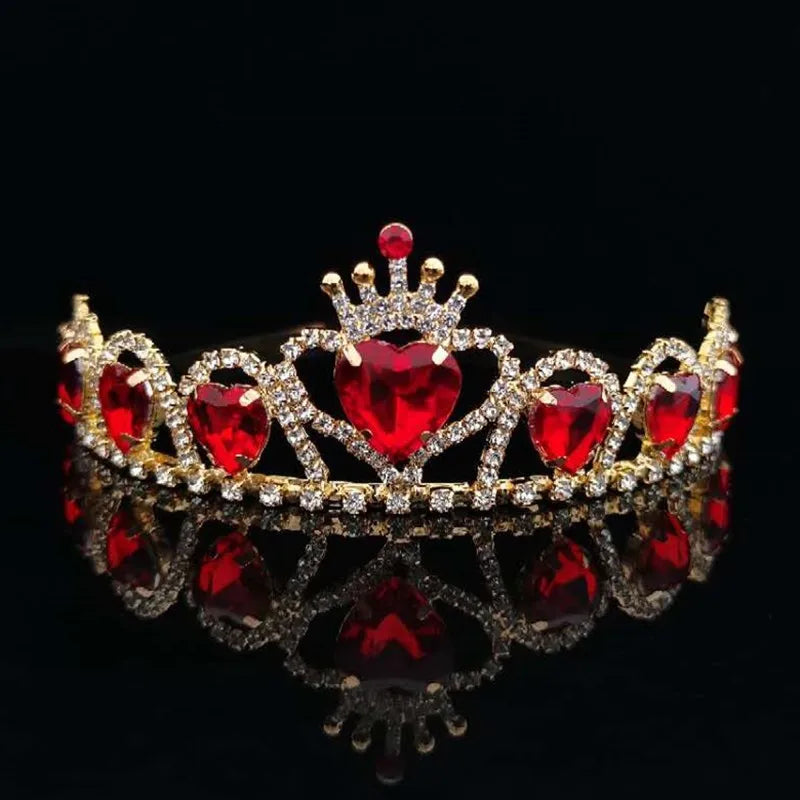 Wedding Bridal Crown Red Heart Headband Hair Jewelry