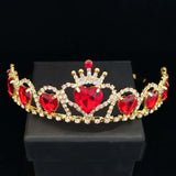 Wedding Bridal Crown Red Heart Headband Hair Jewelry