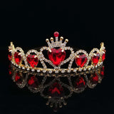 Wedding Bridal Crown Red Heart Headband Hair Jewelry