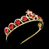 Wedding Bridal Crown Red Heart Headband Hair Jewelry
