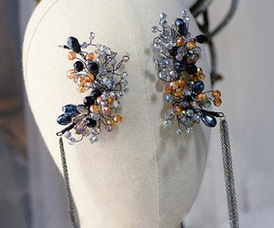 Baroque Rhinestone Bridal Headpiece with Earring
