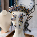 Baroque Rhinestone Bridal Headpiece with Earring