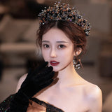 Baroque Rhinestone Bridal Headpiece with Earring