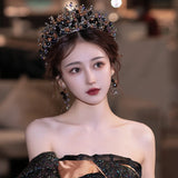 Baroque Rhinestone Bridal Headpiece with Earring