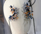 Baroque Rhinestone Bridal Headpiece with Earring
