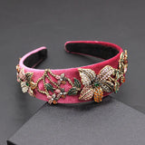 Baroque Rhinestone Flower Wide Hairband Velvet Prom Dance Show Party