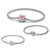 European Bracelet Snake Chain Bangle Heart Leaf Clip Women Men Jewelry Z067