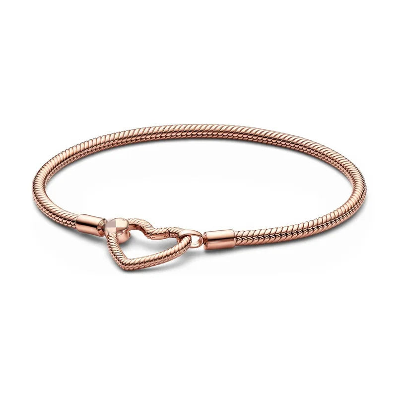 European Bracelet Snake Chain Bangle Round Heart Leaf Clip Z071
