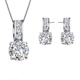 European 925 Silver CZ Pendant Necklace/Earring Set