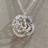 925 Silver Camellia Necklace Romantic Flower Pendant Jewelry Gift
