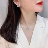 925 Silver Camellia Necklace Romantic Flower Pendant Jewelry Gift