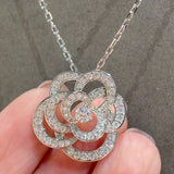 925 Silver Camellia Necklace Romantic Flower Pendant Jewelry Gift