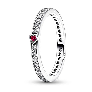 European Clear AAA CZ S925 Sterling Silver Red Heart Finger Ring For Women