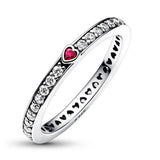 European Clear AAA CZ S925 Sterling Silver Red Heart Finger Ring For Women