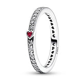 European Clear AAA CZ S925 Sterling Silver Red Heart Finger Ring For Women