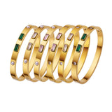 Crystal Titanium Bracelet with Zircon 18K Plated Bangle
