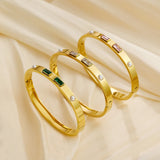 Crystal Titanium Bracelet with Zircon 18K Plated Bangle