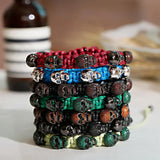 Dark Punk Style Skull Bracelet with Zircon Inlay