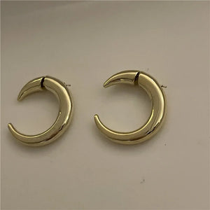 Double Sided Brass 18k Crescent Earrings Moon Horn