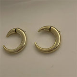 Double Sided Brass 18k Crescent Earrings Moon Horn