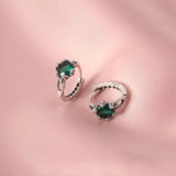 Vintage European Emerald Zircon Stud Earrings for Women
