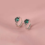 Vintage European Emerald Zircon Stud Earrings for Women