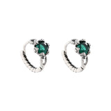 Vintage European Emerald Zircon Stud Earrings for Women
