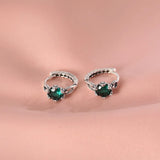 Vintage European Emerald Zircon Stud Earrings for Women