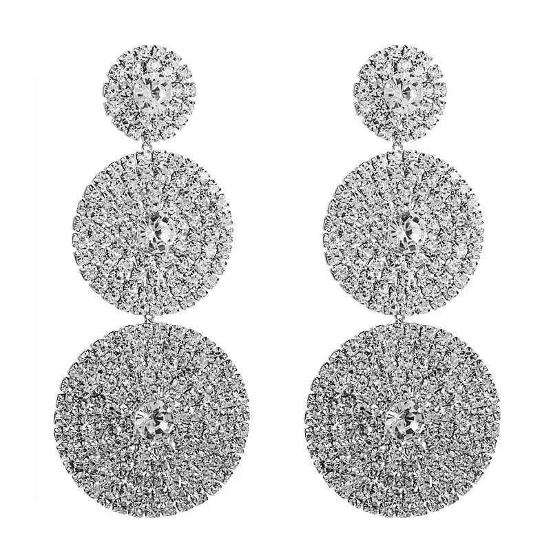 Exaggerated Multi-layer Rhinestone Drop Earrings