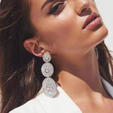 Exaggerated Multi-layer Rhinestone Drop Earrings